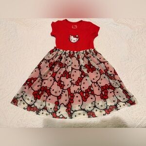 Hello Kitty Vibrant Red Dress with Tulle Overlay